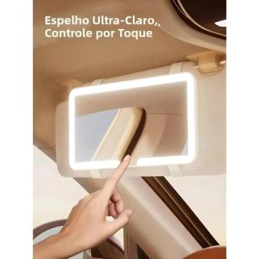 Imagem de Espelho De Maquiagem LED HD Regulável Para Carro Com Três Níveis De Aj