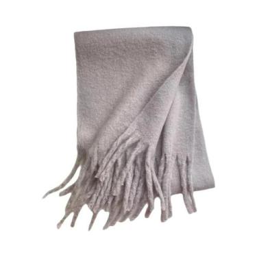 Imagem de Cachecol De Luxo Feminino Em Cashmere, Xale Grosso E Quente Com Franja