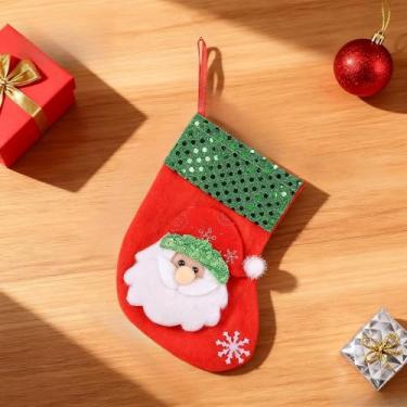 Imagem de Conjunto de 2 peças de meias de Natal, sacos de doces, decorações de festa, sacos de família e amigos (Papai Noel)