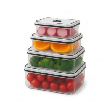 Imagem de Jogo de Potes Hermeticos Plastico Retangular 4 Pcs Tampa Vedada para Cozinha e Organizacao