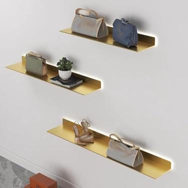 Imagem de Prateleiras de parede flutuantes, prateleiras de emissão de luz flutuantes de arte de ferro de metal com luz LED para prateleira de plantas ou estante de livros (Cor: Bianco, Tamanho: 120 x 20 cm)