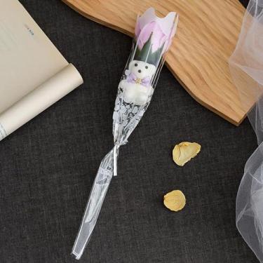 Imagem de 1 buquê de rosas artificiais, lindo presente de flores para o Dia das Mães, Dia dos Namorados, aniversário, casamento, decoração de casa, 33 x 5 cm (Roxo)