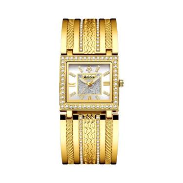 Imagem de Relógio De Quartzo Feminino Com Pulseira De Strass E Bracelete Esculpi