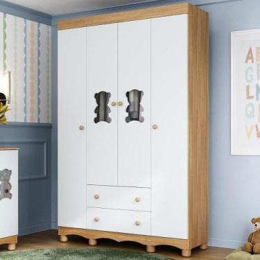 Imagem de Guarda-roupa Infantil 122cm Com Vidro 4 Portas E 2 Gavetas Ternura Mul