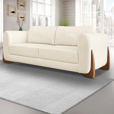 Imagem de Sofá 2 Lugares Base de Madeira Clarissa 160 cm Linho Natural S04 - D'Rossi