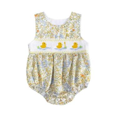Imagem de Macacão Sem Mangas Para Bebê Menina Com Padrão De Pato Bordado, Confor