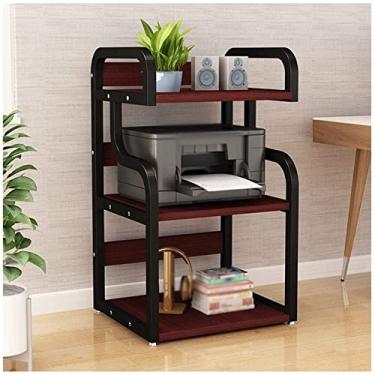 Imagem de Suporte de impressora de 3 camadas, armazenamento de impressora com estrutura de metal com pés antiderrapantes, mesa de impressora para casa e escritório, prateleira de impressora de chão