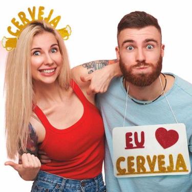 Imagem de Fantasia Carnaval Adulta Casal Kit Tiara e Plaquinha Divertida Com Fra