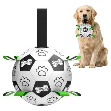 Imagem de Bolas para filhotes, jogo divertido e resistente – Bola de futebol para animais de estimação com alças | Treinamento de quintal ao ar livre, recreação de exercícios em família