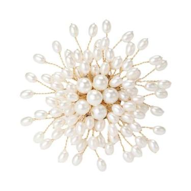 Imagem de Broche De Flor De Pérola Artesanal Unissex Para Mulheres, Acessório De