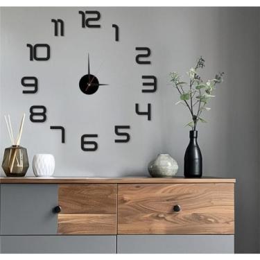 Imagem de Relógio Decorativo Parede Adesivo Cor Preto Grande 3D - Sweet Home