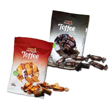 Imagem de Balas toffee caramelo leite e chocolate 100g hue - kit 2 unidades