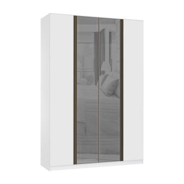 Imagem de Guarda Roupa 4 Portas 3 Gavetas 159,2 Cm Com Vidro Reflecta Prata Prime Luciane Móveis
