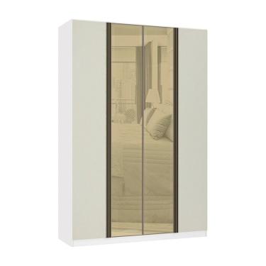 Imagem de Guarda Roupa 4 Portas 3 Gavetas 159,2 Cm Com Vidro Reflecta Bronze Prime Luciane Móveis