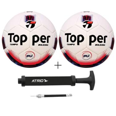 Imagem de Kit 02 Bola De Futebol Campo Topper Boleiro Hibrid+01 Bomba De Ar Atrio