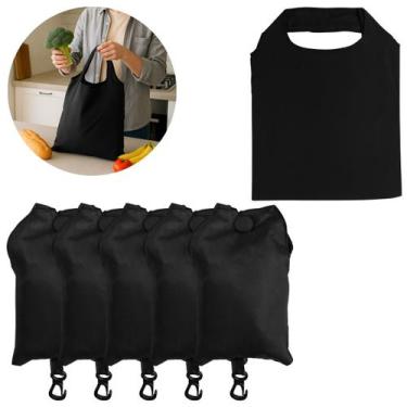 Imagem de 5 Sacolas Dobrável Poliéster 58x38cm Bolsa Reutilizável - Lyor