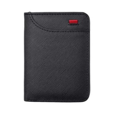 Imagem de Carteira Masculina Slim Minimalista Em Couro PU, Porta-Cartões De Créd