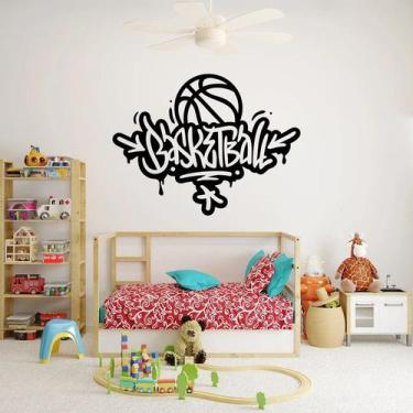 Imagem de Adesivo de parede  basquete - Ambiente dekorado, 80cm, preto