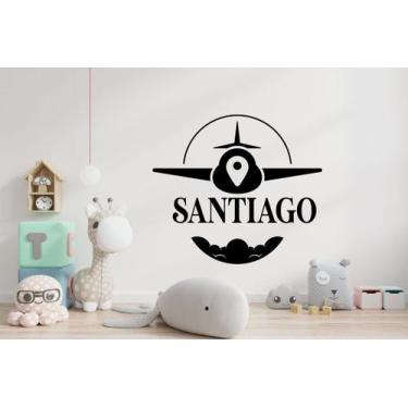 Imagem de Adesivo de parede  avião infantil - Ambiente dekorado, 80cm, preto