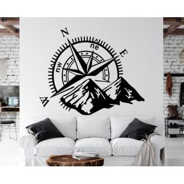 Imagem de Adesivo de parede  bussola - Ambiente dekorado, 50cm, preto