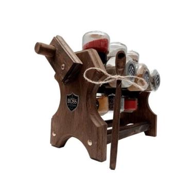 Imagem de Porta Tempero Condimento Giratório em madeira 12 Potes - Boss Arte em 