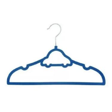 Imagem de Cabide De Veludo Infantil Ultrafino 20 Unidades Carro Azul - Member's 