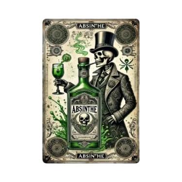 Imagem de Placa De Metal Rústica Vintage Retrô Com Design De Garrafa De Absinto 