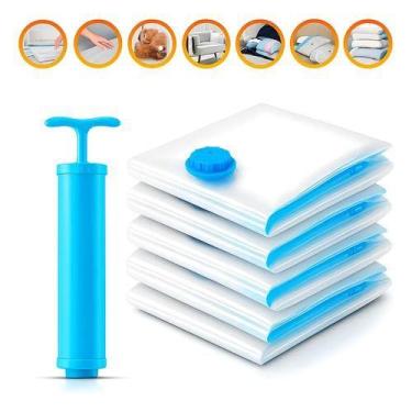 Imagem de Kit 5 Sacos a Vácuo para Armazenamento com Bomba Manual - Generico