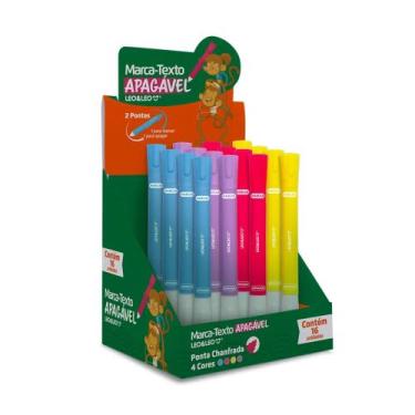 Imagem de Caneta Marca Texto Apagável Display com 16 unidades Jocar Office Leono