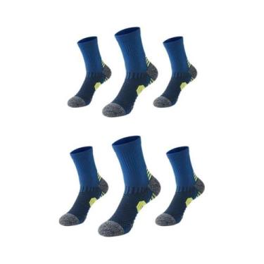 Imagem de Meias Esportivas Masculinas 3 Pares Respiráveis Para Corrida Compressã