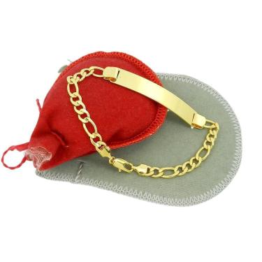 Imagem de Pulseira Masculina 20Cm Chapa 1Cm Folheada Ouro Pl312