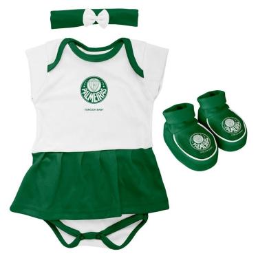 Imagem de Kit Bebê Palmeiras 3 Peças Menina Torcida Baby