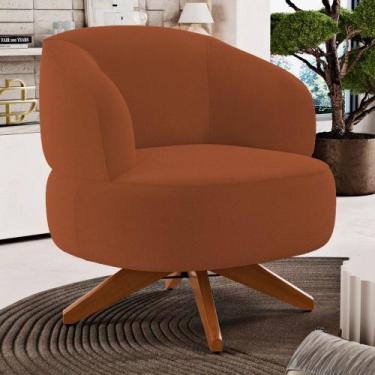 Imagem de Poltrona Decorativa Orgânica Living Have Base Madeira Giratória Bouclê