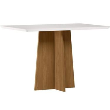 Imagem de Mesa para Sala de Jantar com Tampo de MDF e Vidro 120cm Moderno - New 