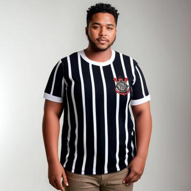 Imagem de Camisa Plus Size Retrô Corinthians Democracia Réplica 1982 Masculina-Masculino