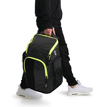 Imagem de arena Mochila Spiky Iii 45 Esportes Natação Atleta Academia Mochila Grande Equipamento De Treinamento Bolsa De Natação Para Homens E Mulheres, 45 Litros, Fumaça Escura/Amarelo Neon