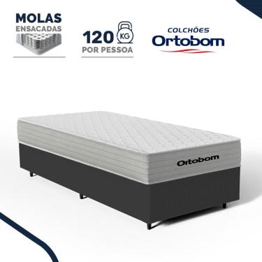 Imagem de Cama Box com Colchão de Molas Ensacadas Ortobom One Face Plenno Superpocket Solteiro 88cm