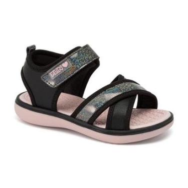 Imagem de SANDALIA PAPETE JUJUBA PRETO ROSA KLIN-Feminino