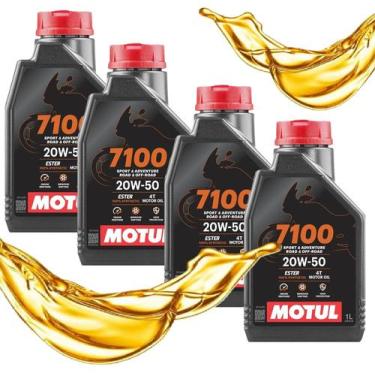 Imagem de Kit Óleo Motul 7100 20w50 Sintético 4 Litros