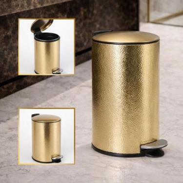 Imagem de Lixeira Inox 12L Dourado Deluxe Lixo Pedal Premium Anti Odor - Goldenx