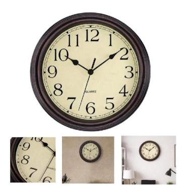 Imagem de Relogio de parede estilo madeira vintage classico analogico - Yeet