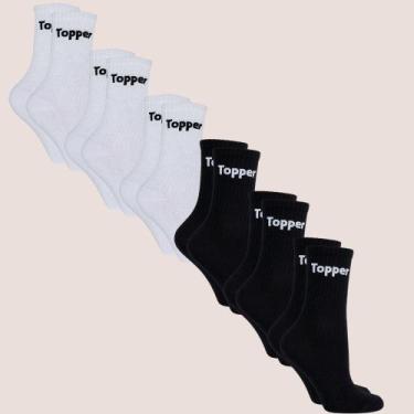 Imagem de Kit 6 Pares Meia Topper Cano Médio Algodão Respirável, Sortido, 39 a 4