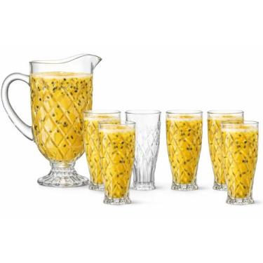 Imagem de Jogo de Jarra e Copos de vidro Paris 7 peças Suco Água Ingá 1,5L - lá 