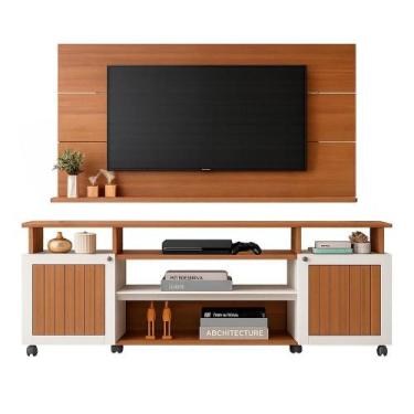 Imagem de Rack e Painel para TV até 75 Polegadas Artely Ipanema Slim, Cinamomo e