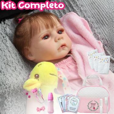 Imagem de Bebê Reborn Menina Silicone Realista Cabelo Fio a Fio Completa Igual F