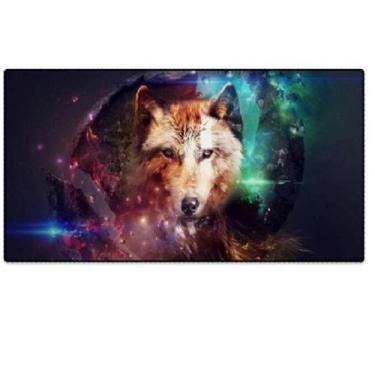 Imagem de Mouse Pad Gamer Extra Grande Lobo Bordas Costuradas Base Ant - EXBOM