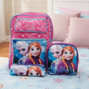 Imagem de Kit Mochila Infantil Menina Alça Costas Lancheira Estojo - Plike