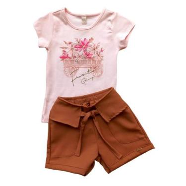 Imagem de Conjunto Infantil Feminino Blusa + Short Glinny, Rosa yogurte, 4