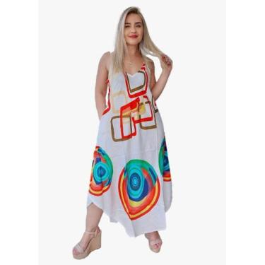 Imagem de Vestido Feminino Indiano Alça Trapézio Plus Size-cod.2026 - Aleci Fash