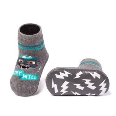 Imagem de Meia Infantil Pansock Soquete Cinza Mescla Wild Panther Sola Emborrach